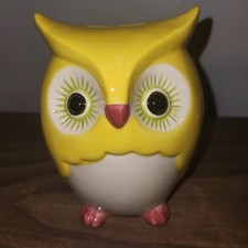 Ceramic Owl Piggy Bank Cute Yellow