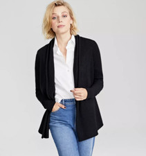 Charter Club women's 100 Cashmere Black Open Front Cardigan - Small -msrp 189