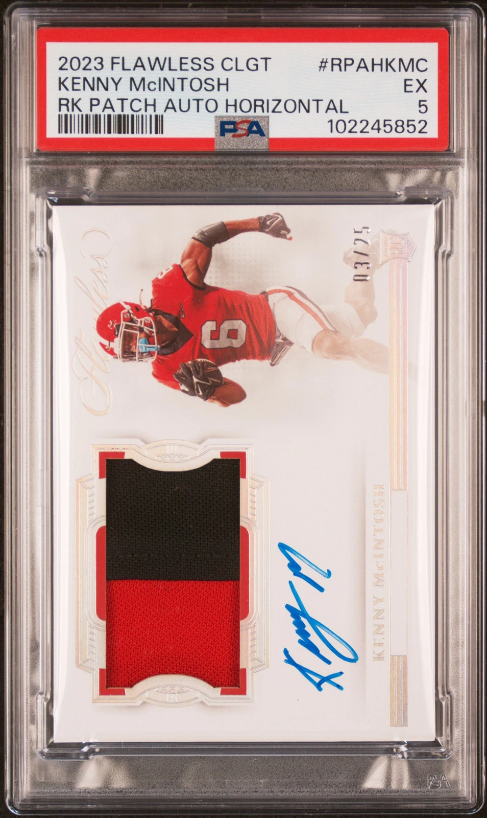 Kenny McIntosh Panini Flawless Collegiate Flawless Rookie Patch Autograph Horizontal #RPAHKMC Base
