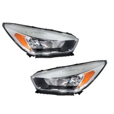 Right&Left Side For Ford Escape 2017-2019 Chrome Halogen w/o LED DRL Headlights