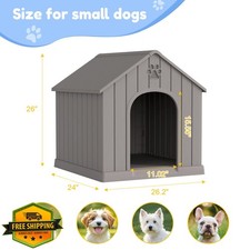 Fancyango Dog House Grey 26" Small Medium Weatherproof Indoor Outdoor