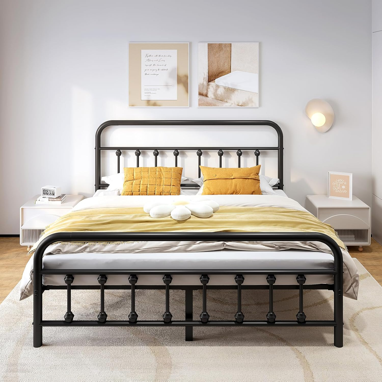 Queen Size Metal Bed Frame with Sturdy Headboard, Heavy Duty & Durable Support-image