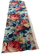 GP&J Baker Avalon Linen Fabric Remnant Floral Roses Printed In London 120”X 19”