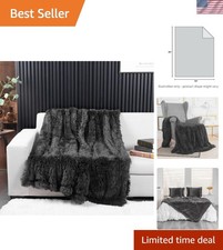 Bohemian Long Faux Fur Throw Blanket in Morel - 50" x 60" for Elegant Comfort