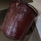 Vintage Red Galvanized FIRE Bucket Round Bottom Fire Fighter Wheeler Pail — photo 9