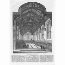 LONDON The New Hall of the Inner Temple - Antique Print 1870