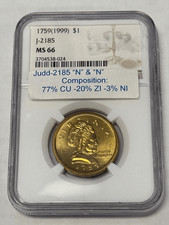 1759 (1999) Martha Washington Dollar Pattern, Judd-2185-NGC MS66