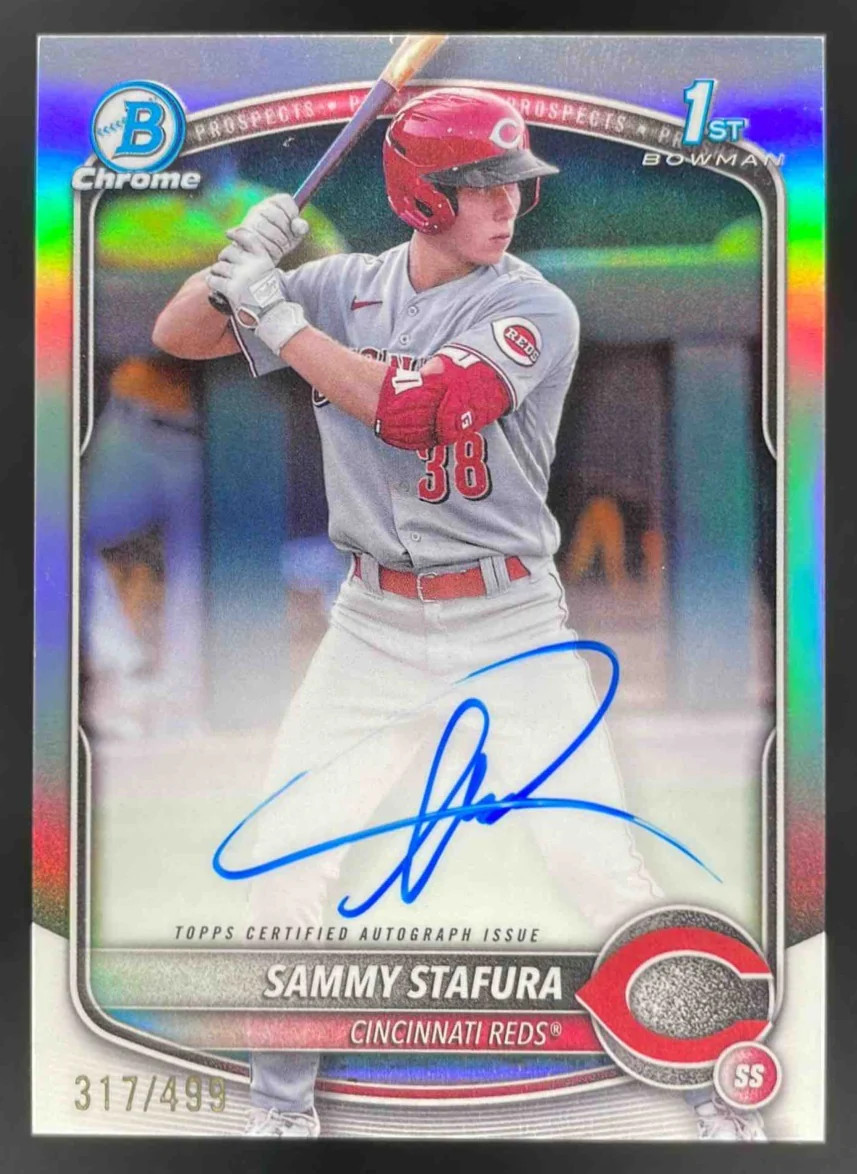 2025 Bowman Chrome Autographs Refractor #CPA-SS Sammy Stafura RC Auto /499