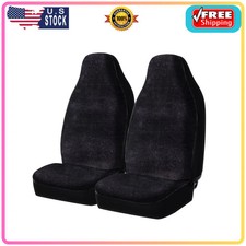 Auto Drive 2 Piece High Back Faux Fur Car Seat Covers Black Universal Fit