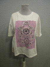 Monari T-Shirt kastig Kurzarm lila Druck weiß Gr.38 neuw. (S49-15)