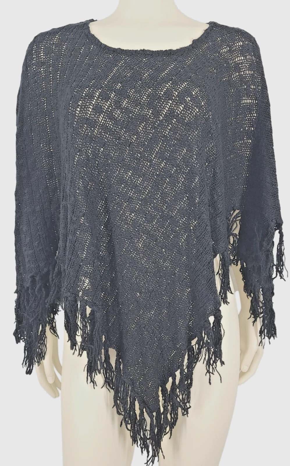 Women's Vintage 90s Y2K New York & Company Black Knit Fringe Sweater Poncho
Opens in a new window or