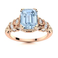 Sterling Silver Throat Chakra Aquamarine Stone Boho Solitaire Ring Jewelry