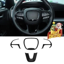 Black Steering Wheel Cover Trim Bezel Decor For Dodge Charger Challenger Durango