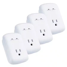 1-Outlet Wall Mounted Surge Protector, White (4-Pack)