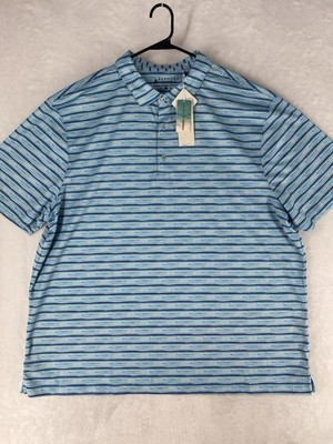 Bermuda Sands Shirt Men's 2XL Blue Striped Performance Golf Polo UPF 50 NEW $80