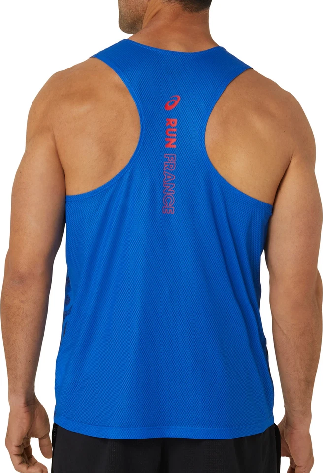 Asics Nations Hombres Chaleco para Correr Azul Correr Ligero Transpirable Correr Camiseta sin Mangas Foto 2 de 4