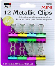 Binder Clips, Metallic, Assorted Colors, Mini, 12-Pack 80122 