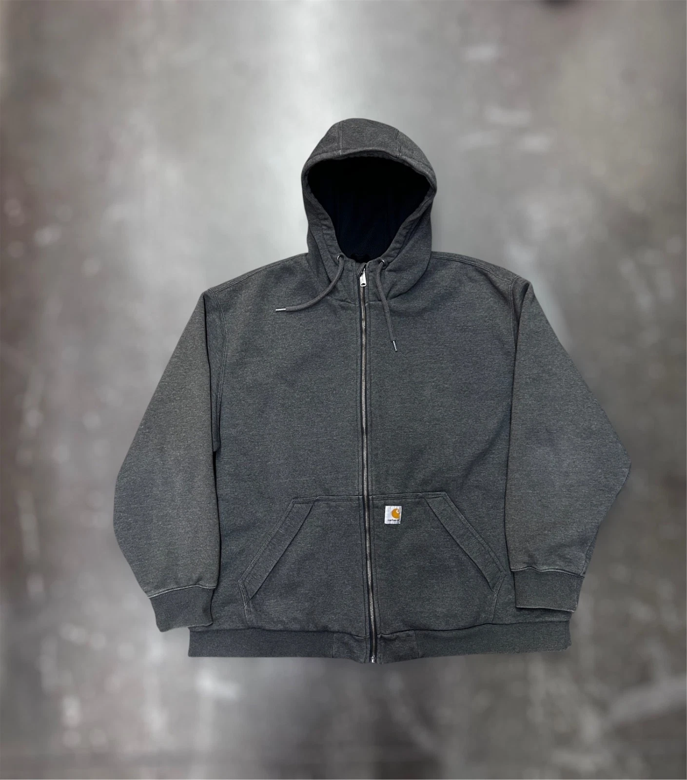 Carhartt 2XL Regular Full Zip Thermal Lined Hoodie Gray Workwear Sweatshirt