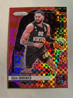 2024-25 Panini Prizm Euroleague Red Power Isaia Cordinier /75 #87 Virtus