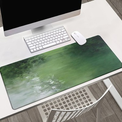 40*90cm1pc XXL Green Paint Pattern Mousepad - High-Definition Print, Non-Slip Ru