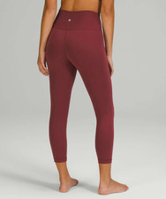 Lululemon High Rise Ankle Burgundy Leggings 69% Nylon Women’s Size 14 Stretch