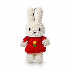 Just Dutch Miffy Crochet Bunny Key Chain Bag Charm   Red Tulip Dress Edition