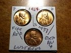 1937PDS Lincoln Penny Year Set Lustrous RED Cartwheel Gem+ Brilliant Unc.  L1