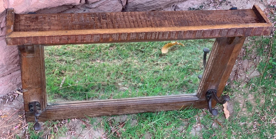 Moldura de espelho vintage com ganchos de madeira pendurada na parede decoração indiana para casa - Imagem 2 de 4