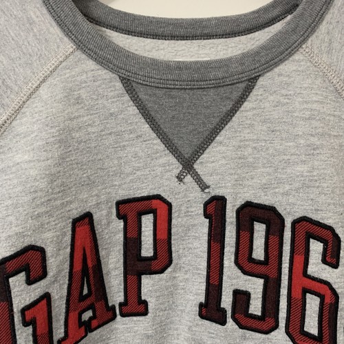 Gap Kids Gray Sweatshirt Boys X-Large (12) Buffalo Plaid Logo - Picture 2 of 5