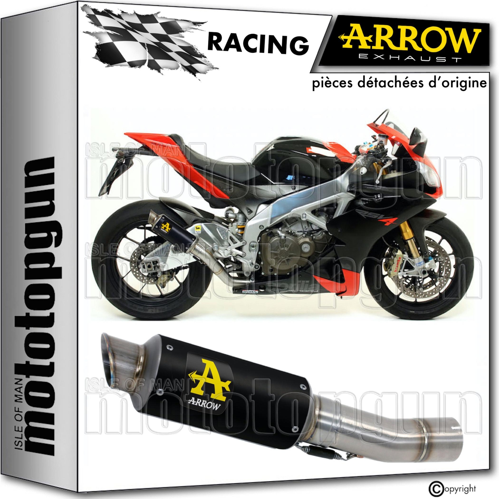 Pot d'échappement Arrow GP2 noir Aprilia RSV4 2010 pour remplacer un silencieux lourd