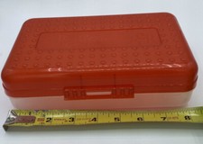 Vintage 90's Spacemaker Pencil Box Plastic Storage Case Red/Clear USA Made