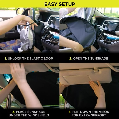 Auto Drive Twist Sunshade Universal Fit Car Windshield Black Holographic 1 Pair - Picture 7 of 9