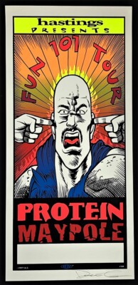 【希少】U2 POP, TAZ.(Jim Evans) , ポスター Protein POSTER Maypole Silkscreen Signed by Jim Evans Taz 1997 Fun