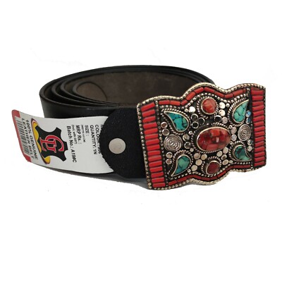 Tibetan Silver Belt Buckle Leather waist trap Turquoise  display picture 1