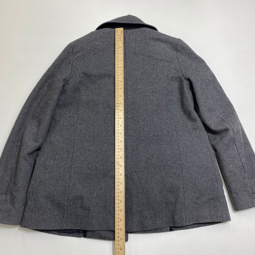 Chaquetón Lacoste para mujer 34 gris forrado doble pecho solapa bolsillos negocios - Imagen 16 de 16
