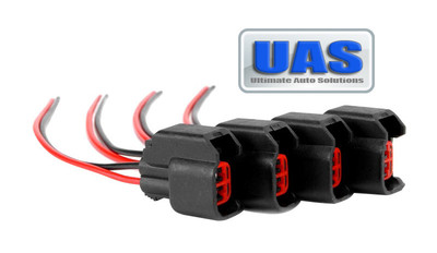 4PC EV6 EV14 USCAR FUEL INJECTOR PIGTAIL CONNECTORS INJECTOR DYNAMICS ID CLIPS