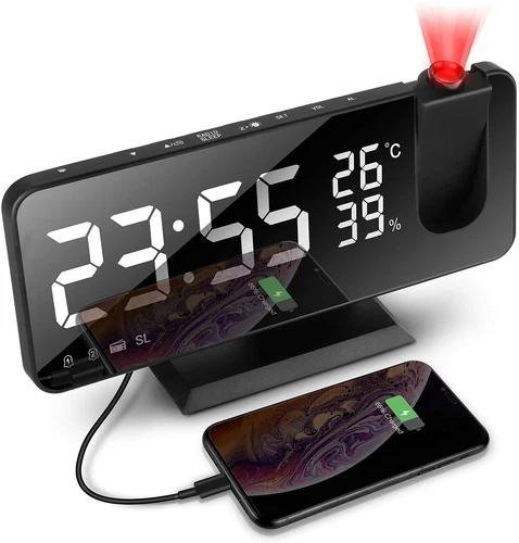 Smart Alarm Clock LED Digital Projection Temperature Time Projector LCD Display - Picture 1 of 10