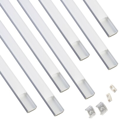 LEDupdates 8 PK U shape Aluminum channel for LED flexible Strip Light + Cover