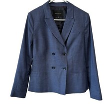 Banana Republic Blazer Jacket 8 Blue Polyester Blend Four Button Button