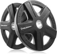 Philosophy Gym Set of 2 Rubber Coated 2-inch Olympic Grip Weight Weightlifting