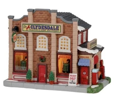 Lemax -CLYDESDALE TRACTOR  & FARM - Holiday Village Lighted Building