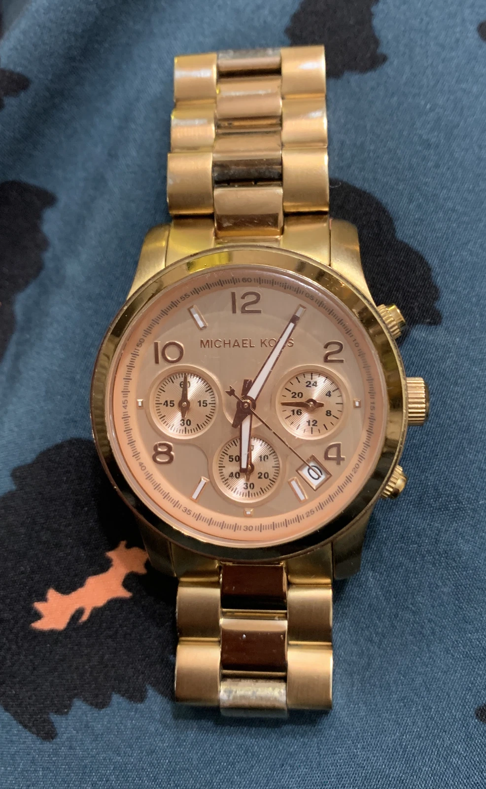 Autentico Orologio Cronografo Donna Michael Kors Bracciale Oro Rosa MK5128
