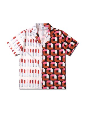 OEYES NWT MENS LOOSE FITTING LIPSTICK PRINT JOINT