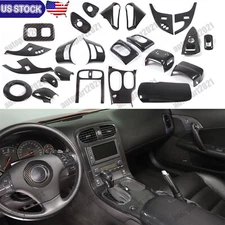 ABS Carbon Fiber Center Console Interior Trim Cover Full Set Kit For Corvette C6