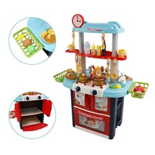 Plastic Tableware Kitchen Set With Sound, Light And Spray Function Kid Toy Blue