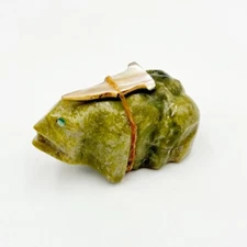 Vintage Zuni Quam? Carved Serpentine Frog Fetish w/ Iridescent Shell Pack