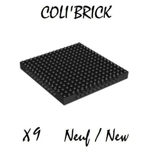 Lego 65803 - 9x Technic Brick 16x16x1 1/3 with Holes - Black Black - 6302092 NEW