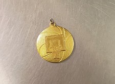 Gold Tone 1" Basketball Medal Pendant Sport Award