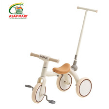 4-in-1 Toddler Tricycle with Adjustable Push Handle for 1-4 Year Small, White