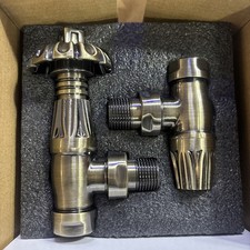 Traditional Thermostatic Manual Angled Radiator Valves ANTIQUE BRASS